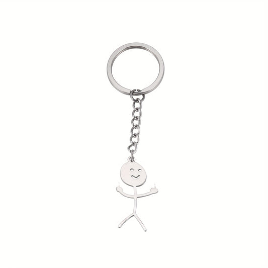 Funny Man Keychain Titanium Steel Couple Gift Keyring