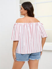 Stripe Off Shoulder Loose Blouse