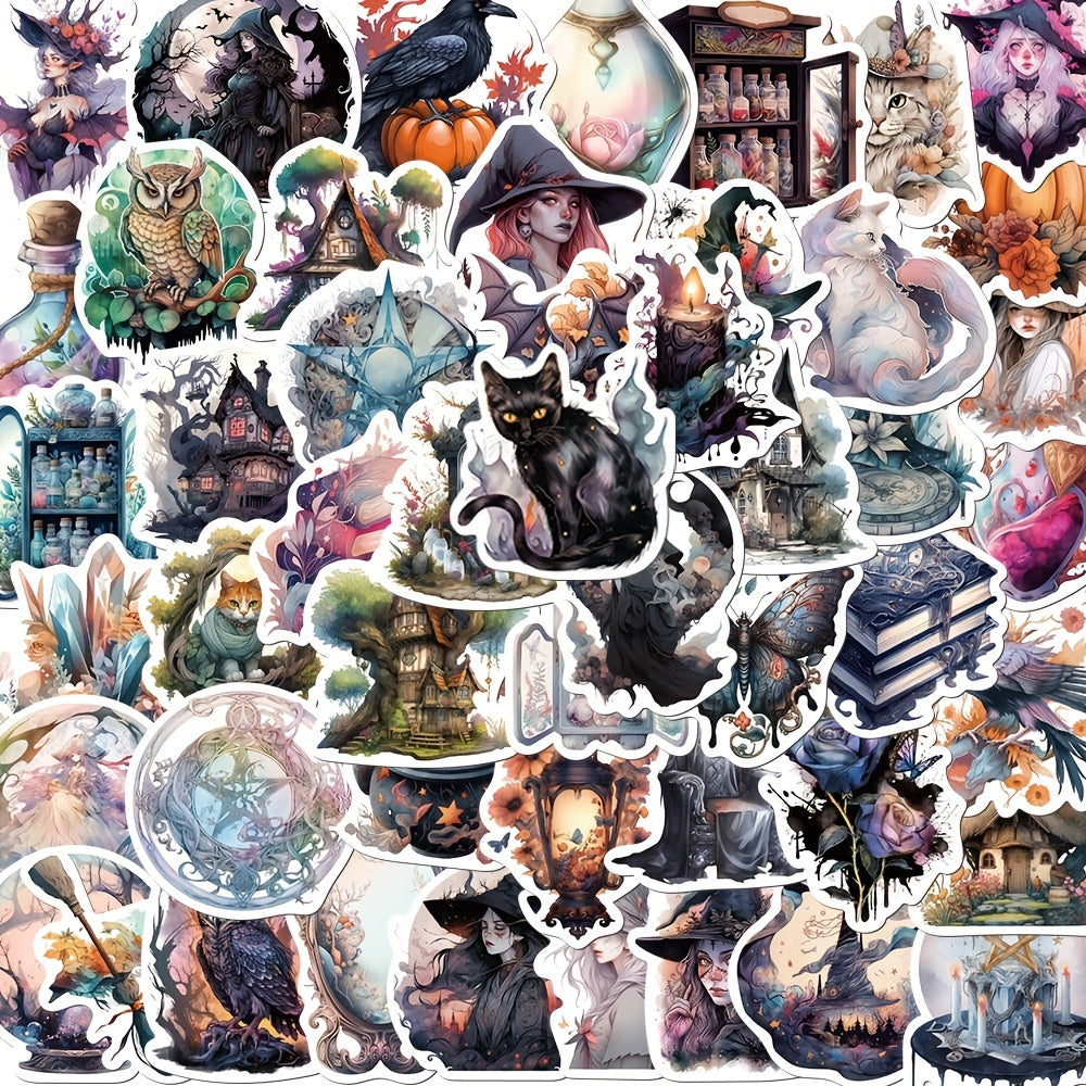 50pcs Realistic Witch Graffiti Stickers DIY Waterproof Decoration