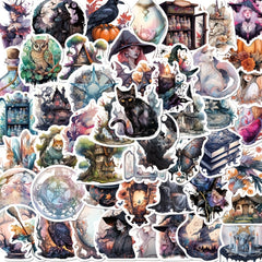 50pcs Realistic Witch Graffiti Stickers DIY Waterproof Decoration