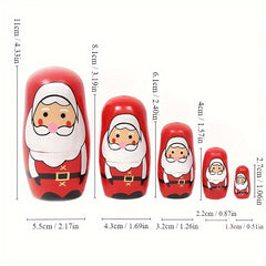 5pcs Christmas Santa Claus Nesting Dolls Hand Painted Souvenir Gift