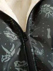 Boys Dinosaur Fleece Hoodie Jacket for Autumn and Winter