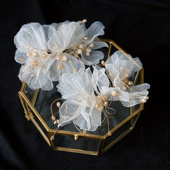 Flower Headband Mesh Bridal Head Piece Floral Yarn Head Decoration