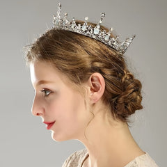 Baroque Wedding Crown Tiara Queen Flower Headpiece Halloween Prom Hair Accessory