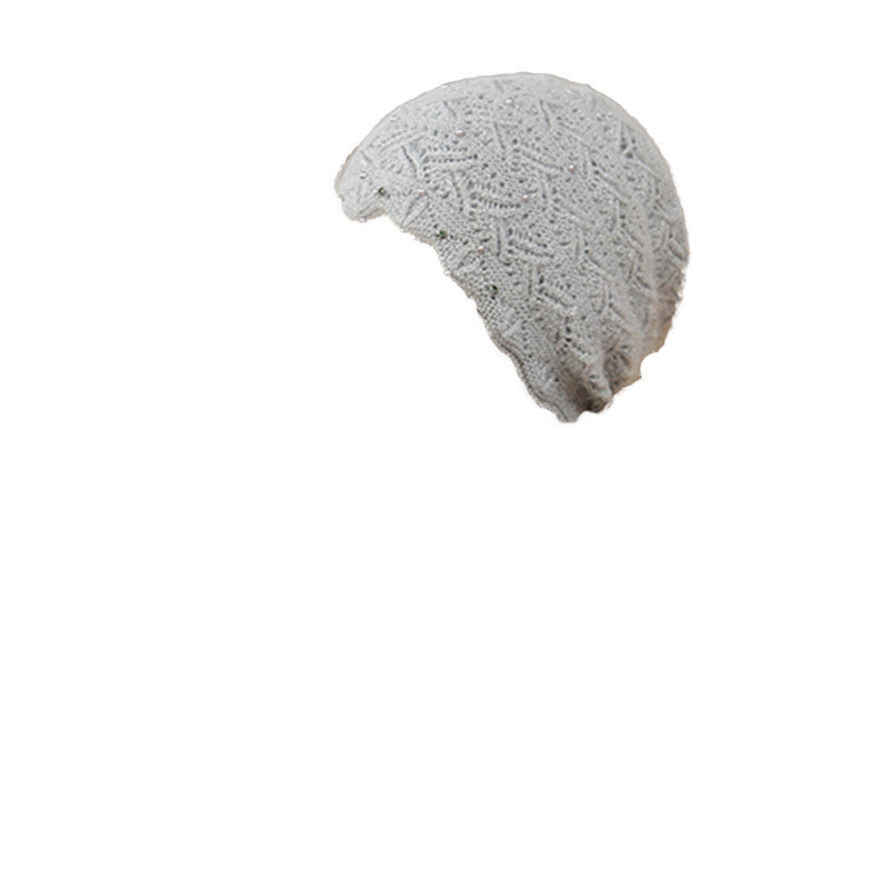 Faux Pearl Decor Knitted Beanie Hat for Her