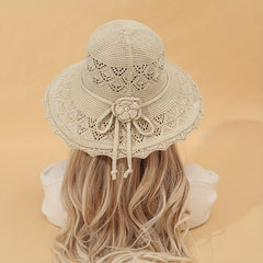 Hollow Out Crochet Bucket Hat Wide Brim Thin Breathable Basin Hat