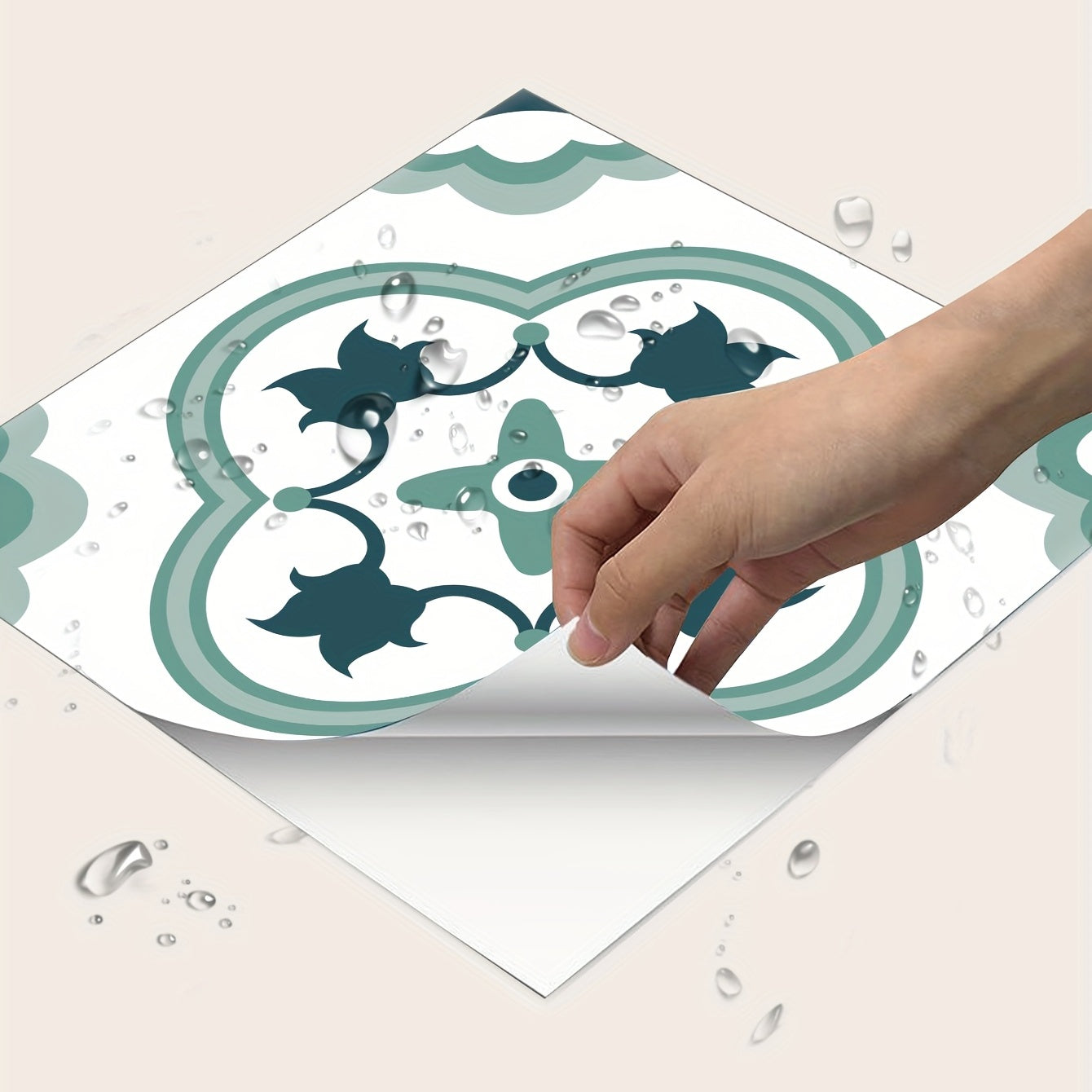 9pcs Moroccan Floor Tile Sticker PVC Waterproof Vinyl Matte for Living Room