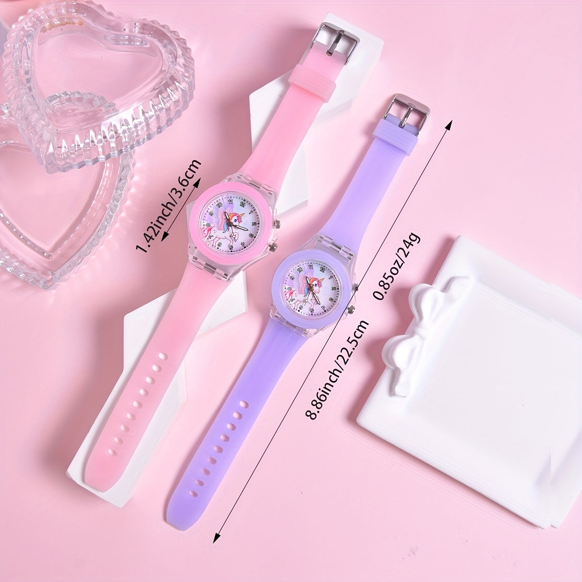Christmas Pony & Kitten Pattern Watch for Girls, Luminous Quartz Wristwatch