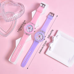 Christmas Pony & Kitten Pattern Watch for Girls, Luminous Quartz Wristwatch