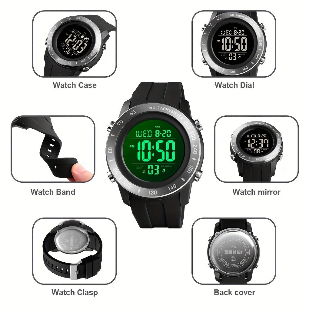 LED Light Up Electronic Watch Silicone Band Waterproof Sports Watch