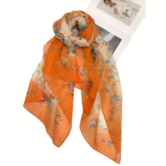 Floral Print Silk Shawl Scarf Wrap Head Wrap Gift For Mom