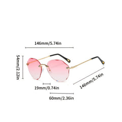 Irregular Rimless Sunglasses Gradient Vintage Shades UV Protection
