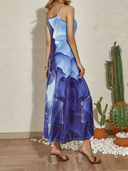 Marble Print Maxi Dress Spaghetti Strap Sleeveless Dress