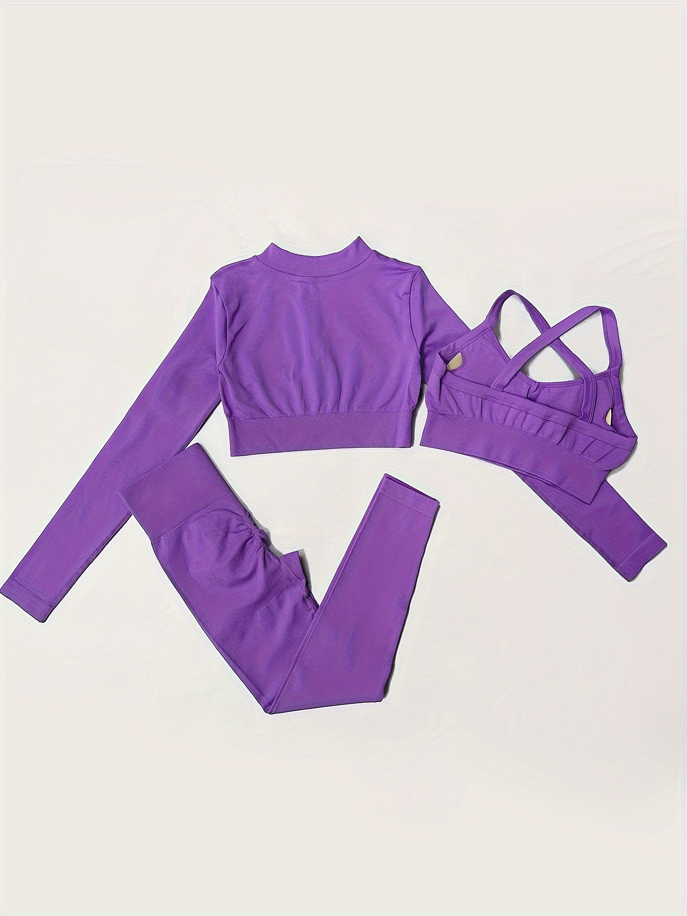 Yoga Set Long Sleeve Crop Top & Leggings Women's Activewear