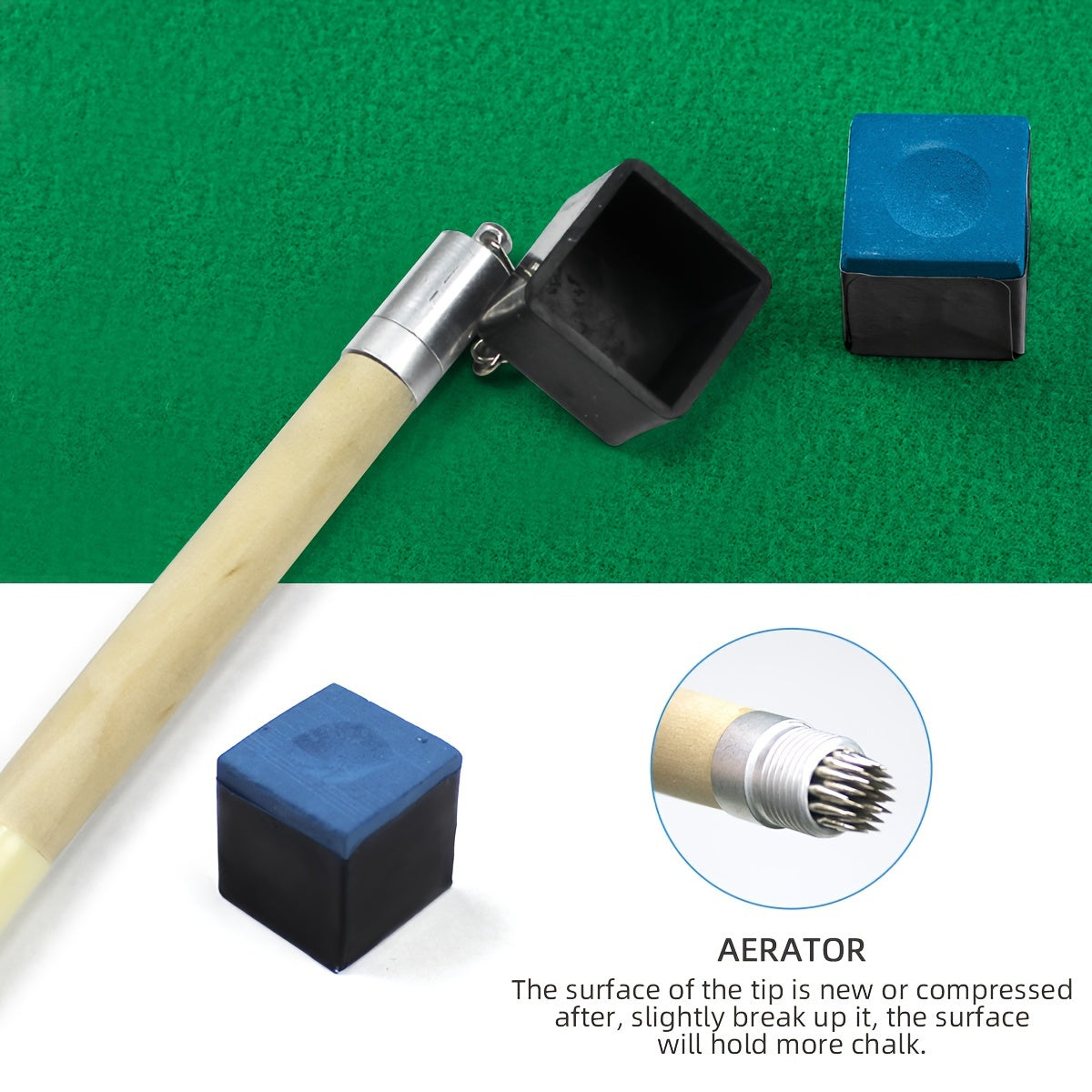 Wooden Pool Cue Tip Pricker with Chalk Cover
