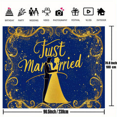 Royal & Golden Wedding Backdrop with Just Married