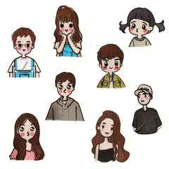 8pcs Cartoon Couples Iron On Patches Sew On Embroidered Applique Repair Patch