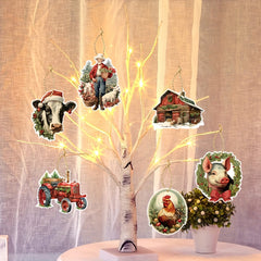 6pcs Christmas Farm Hanging Ornaments Xmas Tree Holiday Parties