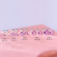 3-7mm Silvery Pink Diamond Stud Earrings for Women