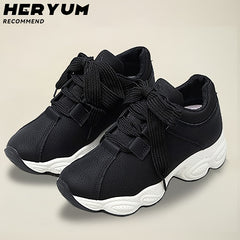 Women's Faux Leather Sneakers Thick Bottom Casual Shoes
