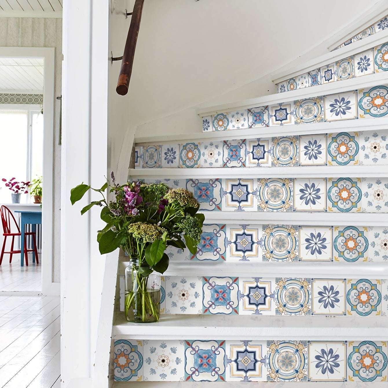 Moroccan Geometric Pattern Stair Decal Waterproof Self-adhesive Wallpaper