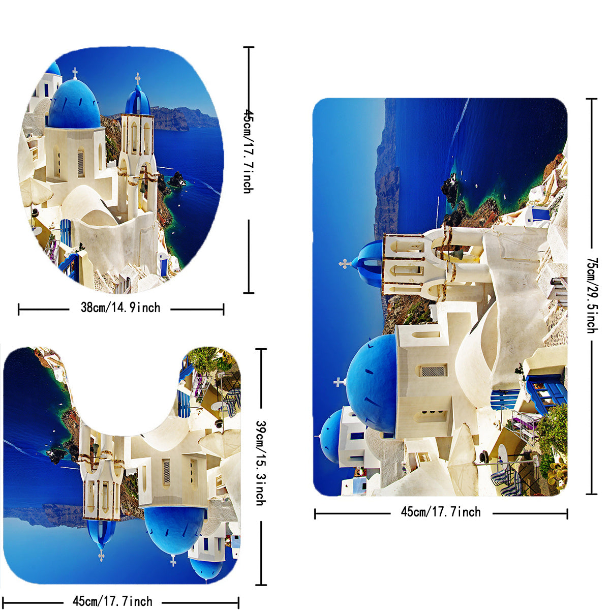 Greek Sea Of Love Shower Curtain Set Bathroom Decor