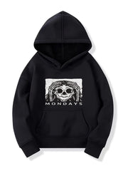Monday Skull Pattern Smart Hoodie For Girls