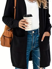 Casual Open Front Knit Cardigan with Pockets
