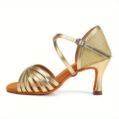 Stylish Women's Latin Dance Shoes with Cross Straps & Medium Heel