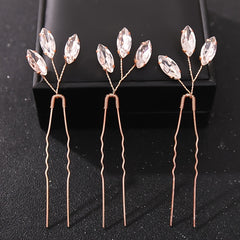 3pcs Silver Rhinestone Hair Pins Wedding Bridal Headpiece Hair Jewelry