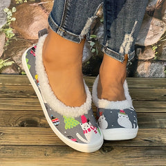 Women's Christmas Cat Pattern Slip-On Sneakers