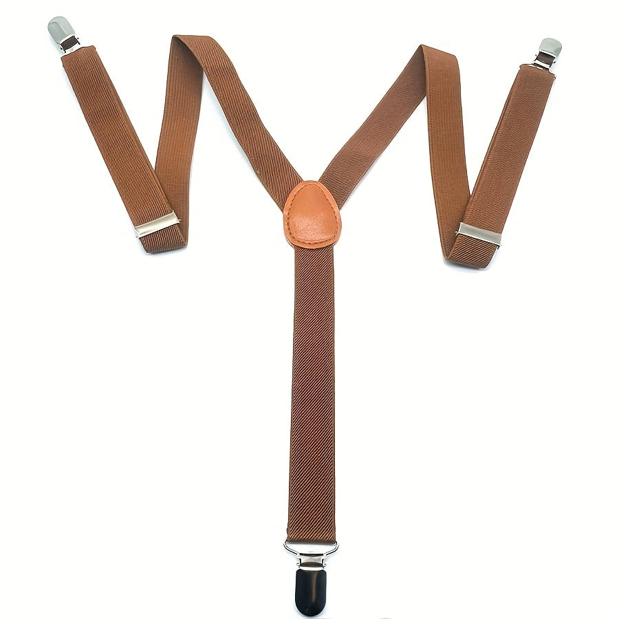 Men's Casual Business Suit Suspenders Elastic Plain Suspenders