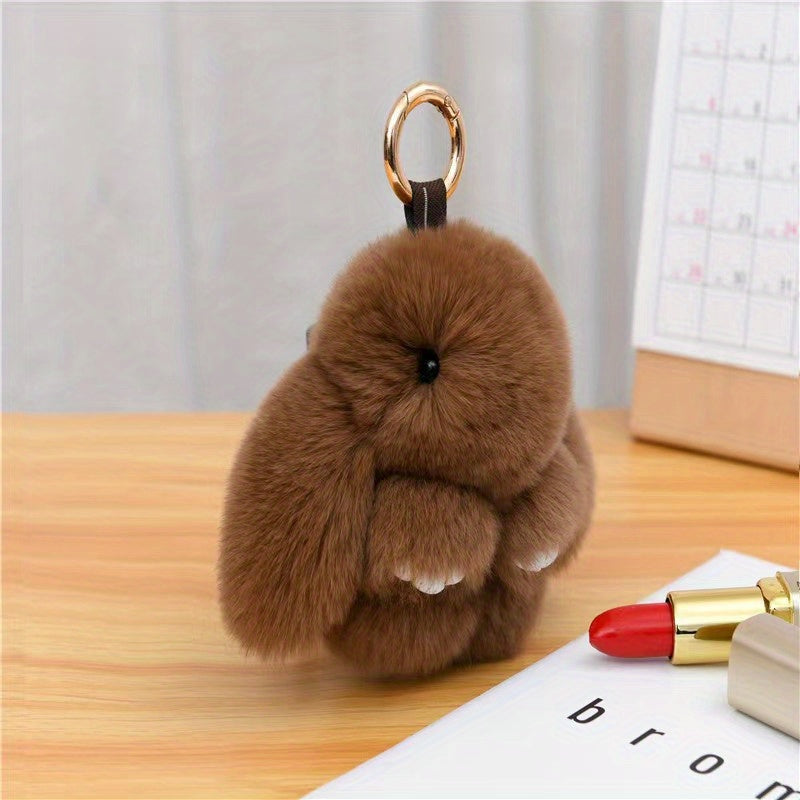 Rabbit Fuzzy Toy Keychain Animal Key Ring Purse Bag Backpack Car Key Charm