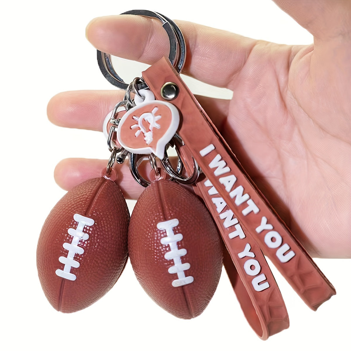 Sports Fan Keychains Football Basketball Keyrings Car Backpack Accessories