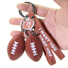 Sports Fan Keychains Football Basketball Keyrings Car Backpack Accessories