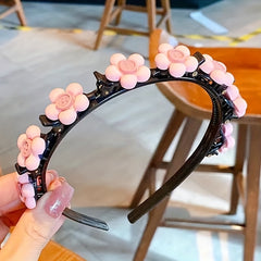 Flower Decor Headband Hair Clip Press Hair Wash Face Headband