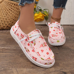Women's Heart Skate Shoes Dwarf Pattern Flat Canvas Shoes