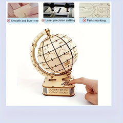 DIY 3D Wooden Globe Puzzle Kit Apricot - Great Gift for Friends