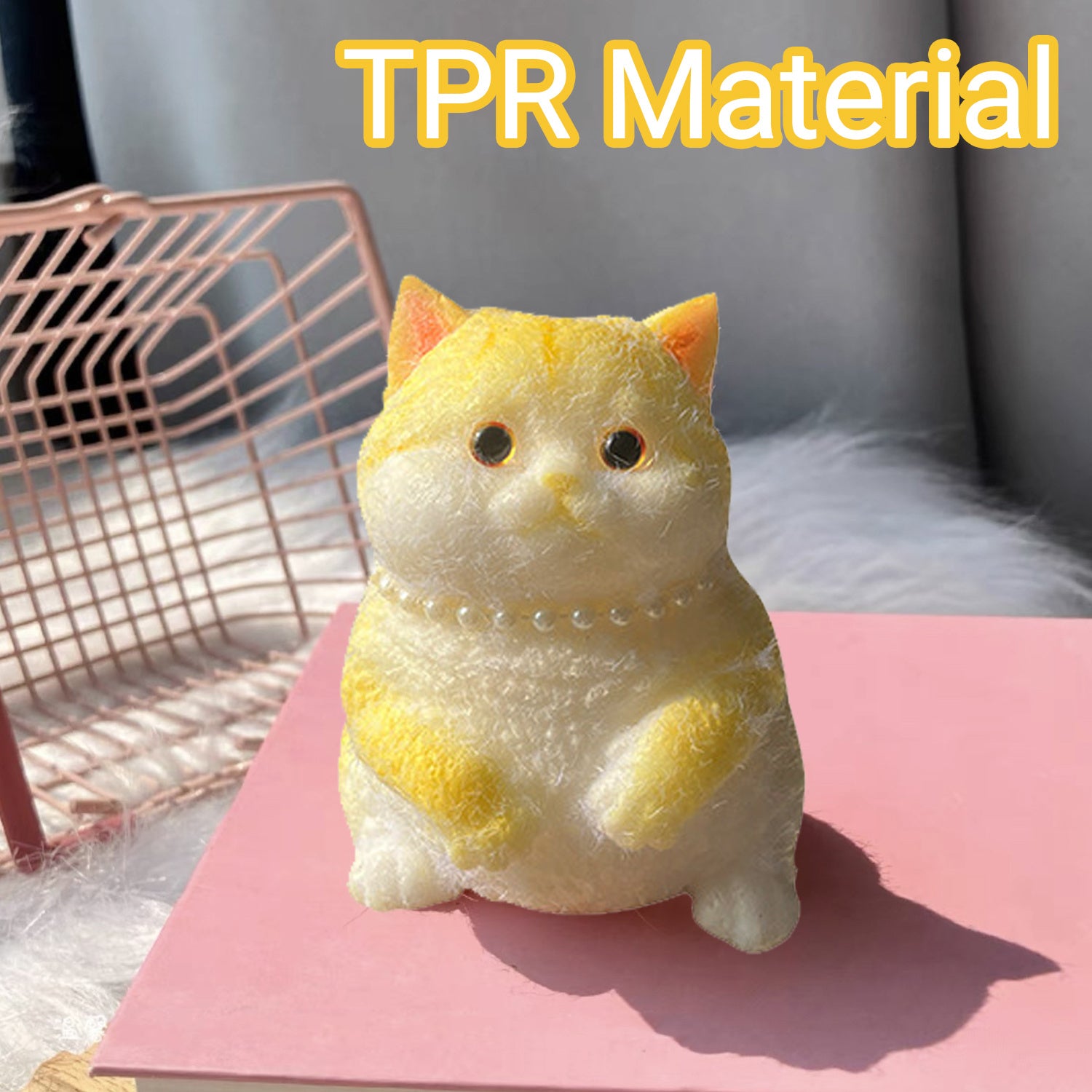 Adorable Chubby Cat Plush Toy Soft Cuddly Silicone Fidget for Girls Boys & Pets