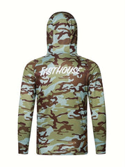 Men's Camo UPF 50 Sun Protection Hooded Jacket Quick Dry Rash Guard