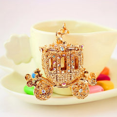 Rhinestone Pumpkin Keychain Golden Carriage Pendant
