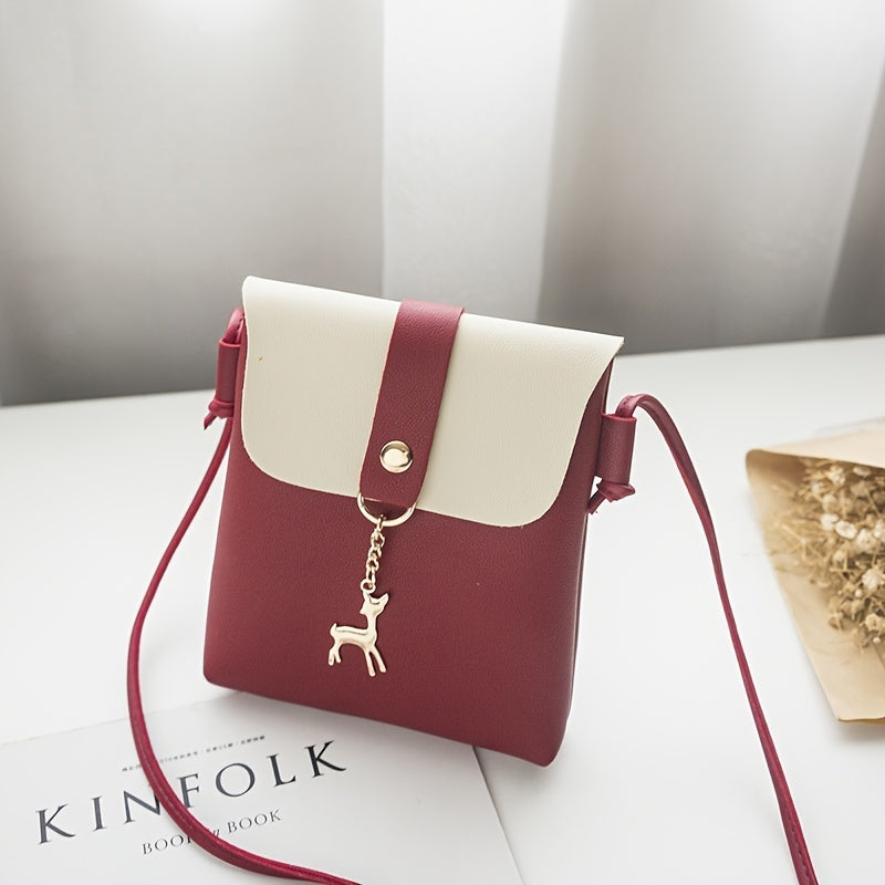 Girls Mini Shoulder Bag with Deer Charm Phone Bag