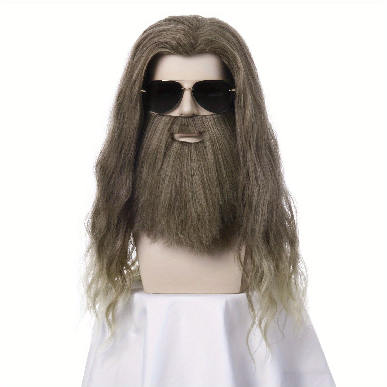 Men's Long Curly Hair Dark Cyan Costume Wig