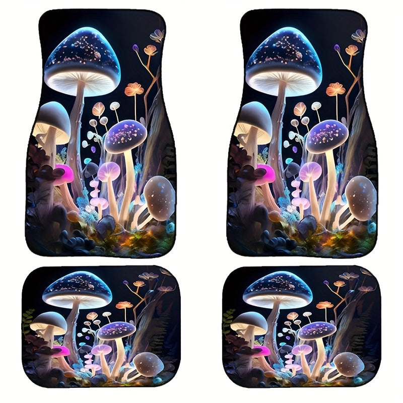 4pcs Colorful Car Floor Mats Non-slip Stain-resistant Front Rear Seat Carpets