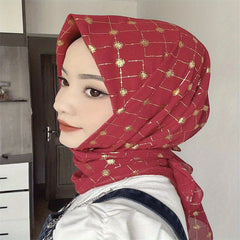 Chiffon Square Scarf Geometric Hot Stamping Hijab Shawl Women Ramadan Turban