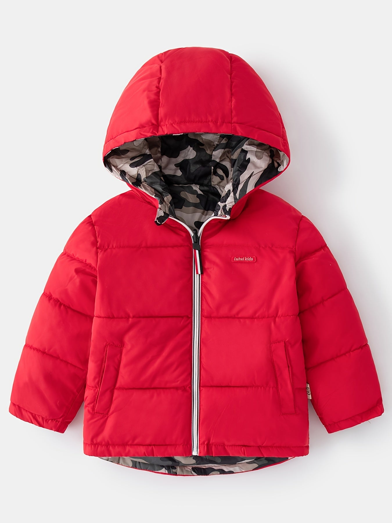 Boys Camo Puffer Coat Hooded Jacket Winter Warm Kids Clothes