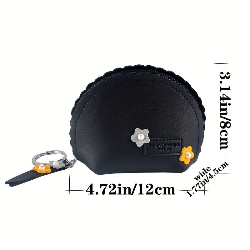Shell Shaped Flower Coin Purse Key Bag for Girls