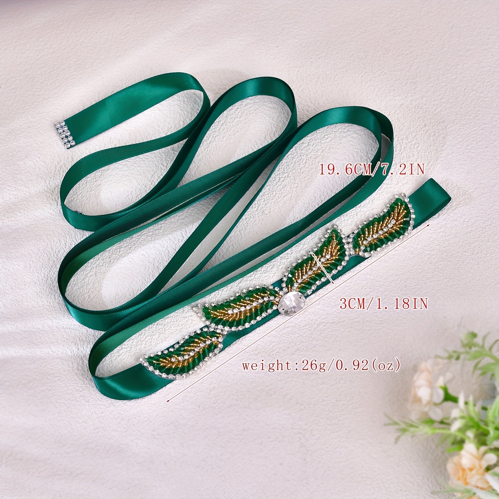 Vintage Rhinestone Belt Hand Sewn Green Crystal Accessories Party Charming Dress