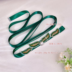 Vintage Rhinestone Belt Hand Sewn Green Crystal Accessories Party Charming Dress