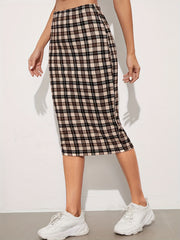 Plaid Print Slim Skirt for Spring & Summer